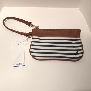 NWT Nautica wristlet blue white stripe